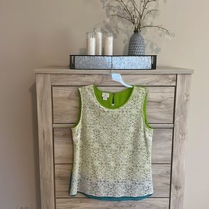 Jaclyn Smith Lace Front Sleeveless Top - Size Large